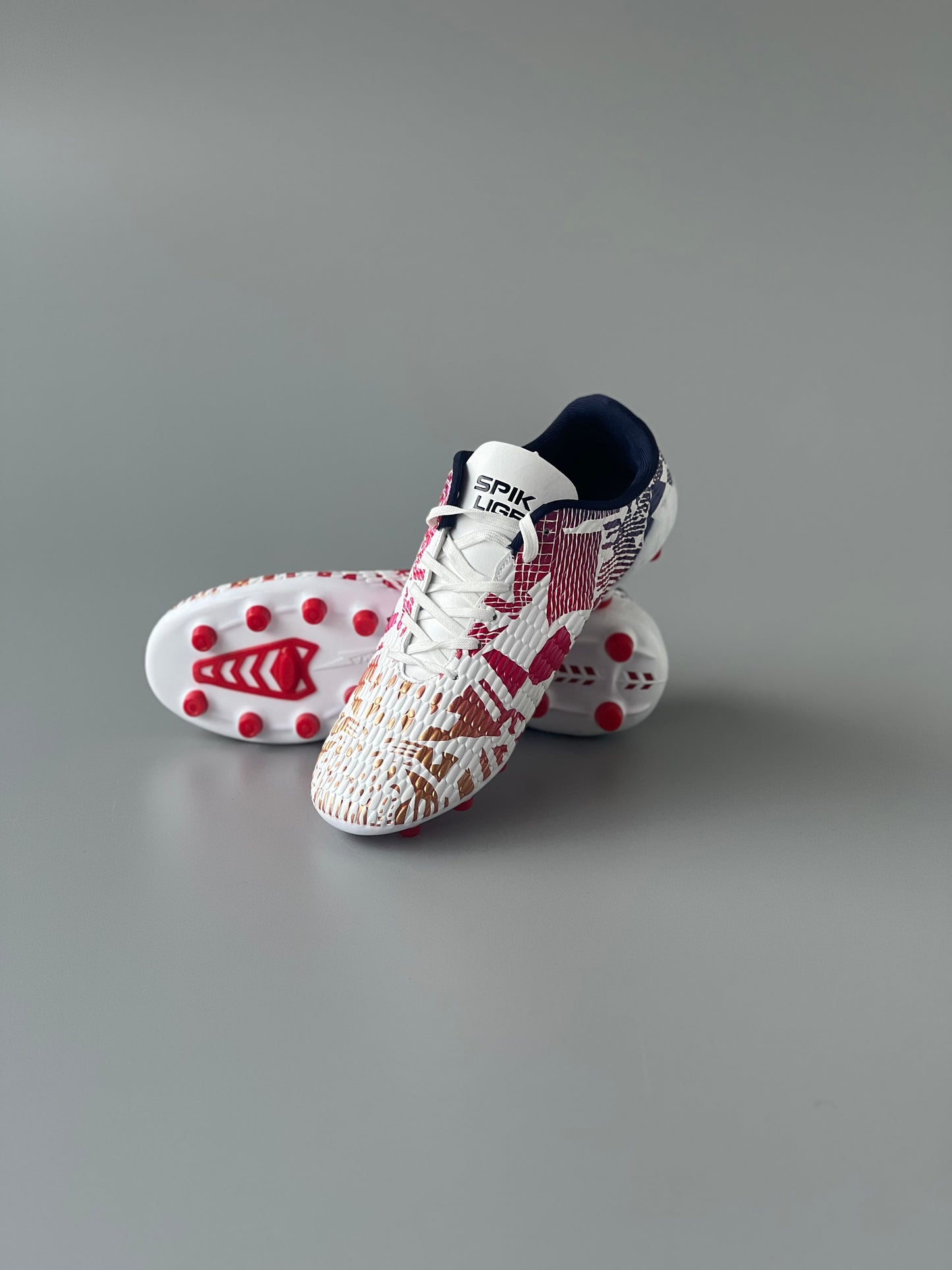 SPIKA LIGER FIRM GROUND FOOTBALL BOOTS WHITE/RED